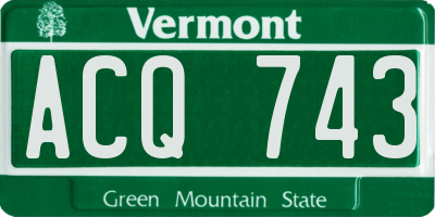 VT license plate ACQ743