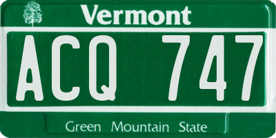 VT license plate ACQ747