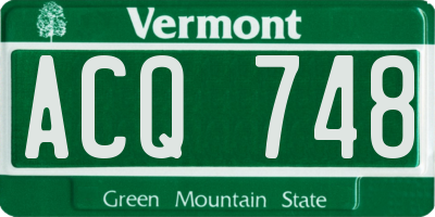 VT license plate ACQ748