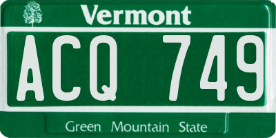 VT license plate ACQ749