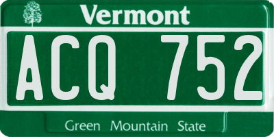 VT license plate ACQ752