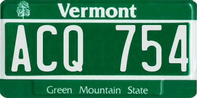VT license plate ACQ754