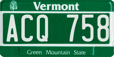 VT license plate ACQ758