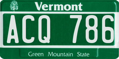 VT license plate ACQ786