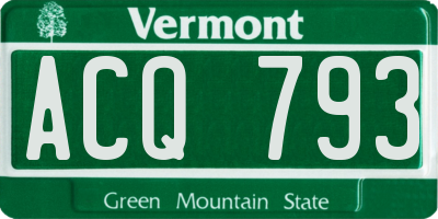 VT license plate ACQ793