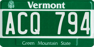 VT license plate ACQ794