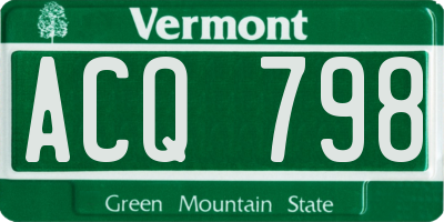 VT license plate ACQ798