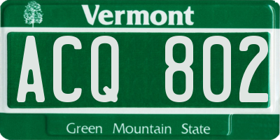 VT license plate ACQ802