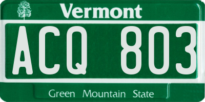 VT license plate ACQ803