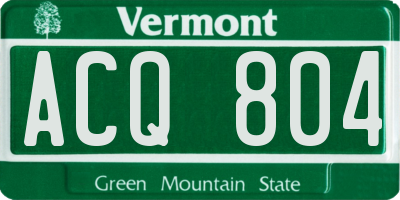 VT license plate ACQ804
