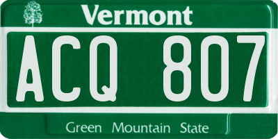 VT license plate ACQ807