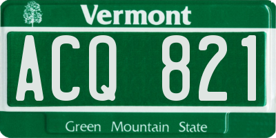 VT license plate ACQ821