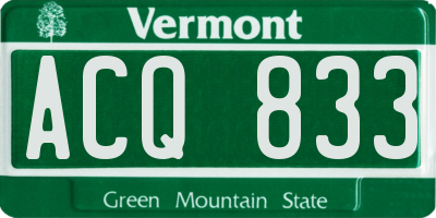 VT license plate ACQ833