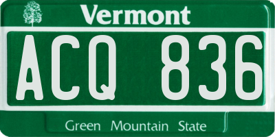 VT license plate ACQ836