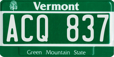 VT license plate ACQ837