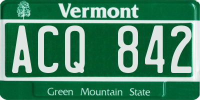 VT license plate ACQ842