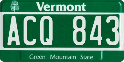 VT license plate ACQ843