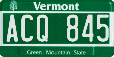 VT license plate ACQ845