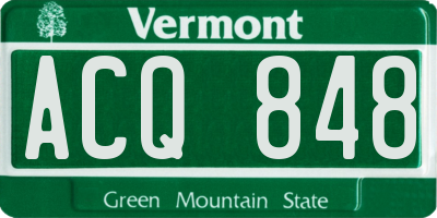 VT license plate ACQ848