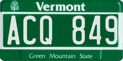 VT license plate ACQ849