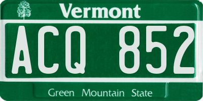 VT license plate ACQ852