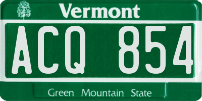 VT license plate ACQ854
