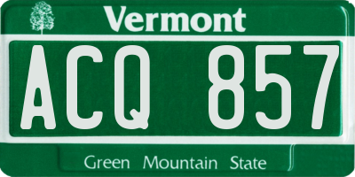 VT license plate ACQ857
