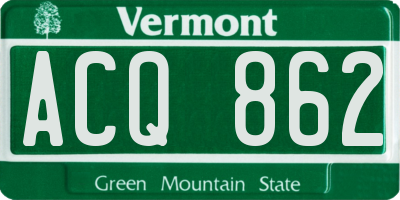 VT license plate ACQ862