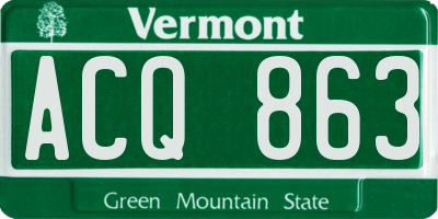 VT license plate ACQ863