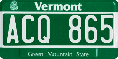 VT license plate ACQ865