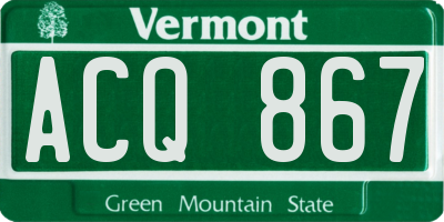 VT license plate ACQ867