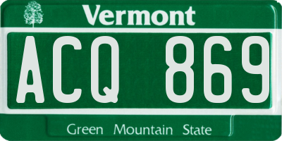 VT license plate ACQ869