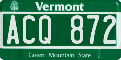 VT license plate ACQ872
