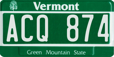 VT license plate ACQ874