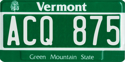 VT license plate ACQ875