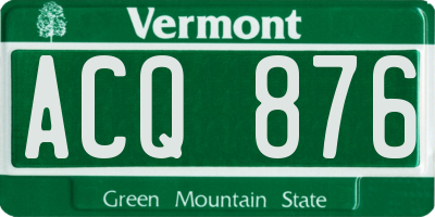 VT license plate ACQ876