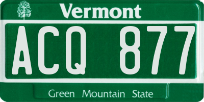 VT license plate ACQ877