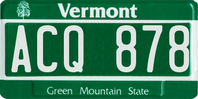 VT license plate ACQ878