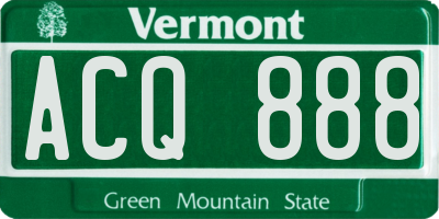 VT license plate ACQ888