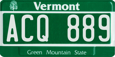 VT license plate ACQ889