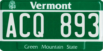 VT license plate ACQ893