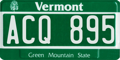 VT license plate ACQ895