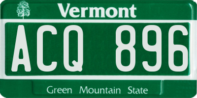 VT license plate ACQ896