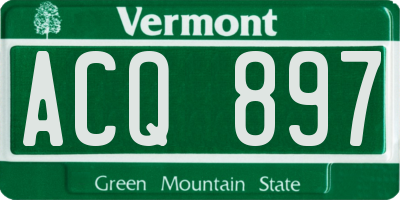 VT license plate ACQ897