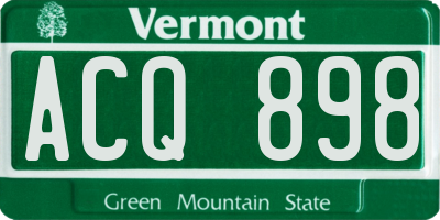VT license plate ACQ898
