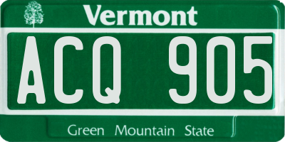 VT license plate ACQ905