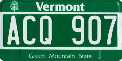 VT license plate ACQ907