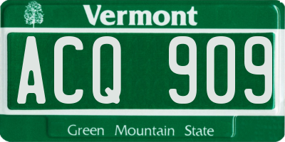VT license plate ACQ909