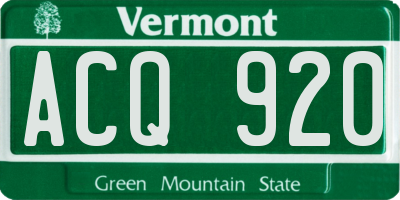 VT license plate ACQ920