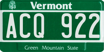 VT license plate ACQ922